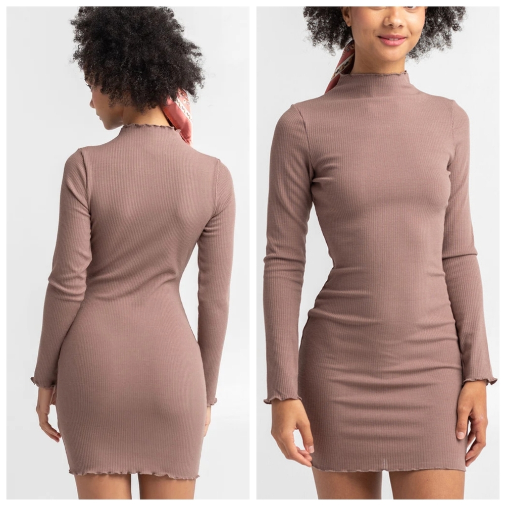LOVE TREE Womens Mock Neck Bodycon Dress